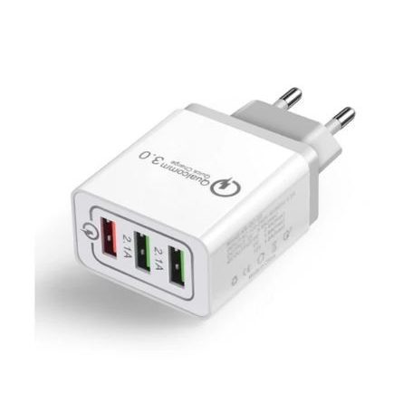 Gyors töltő USB töltő EU konnektor Több csatlakozós / QC 3.0 3 USB port 2.1 A 100~240 V