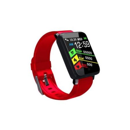 Bluetooth aktivitásmérő színes kijelzővel - piros szíj, vízálló F1 v2.0