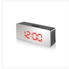 Tükrös LED ébresztőóra hőmérővel - fehér számokkal