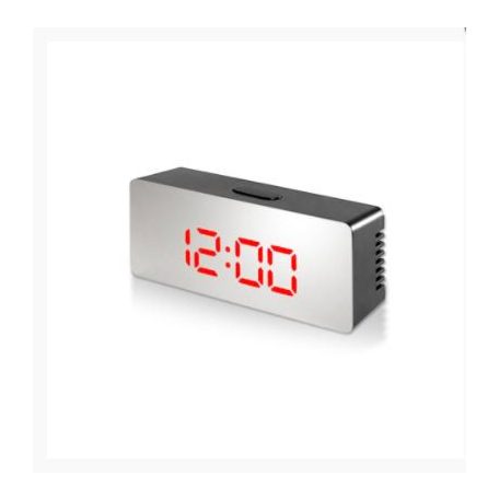 Tükrös LED ébresztőóra hőmérővel - fehér számokkal