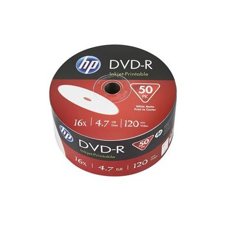 DVD-R lemez, nyomtatható, 4,7GB, 16x, 50 db, zsugor csomagolás, HP