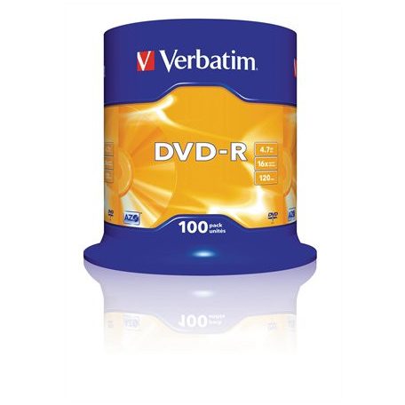 DVD-R lemez, AZO, 4,7GB, 16x, 100 db, hengeren, VERBATIM