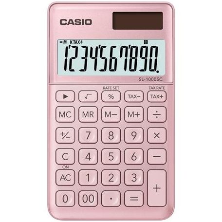 Zsebszámológép, 10 számjegy, CASIO "SL 1000", világos rózsaszín