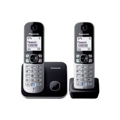   Telefon, vezeték nélküli, telefonpár, PANASONIC "KX-TG6812PDB Duo", fekete