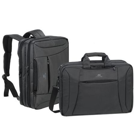 Notebook táska, hátizsákká alakítható, 16", RIVACASE "Central 8290", fekete