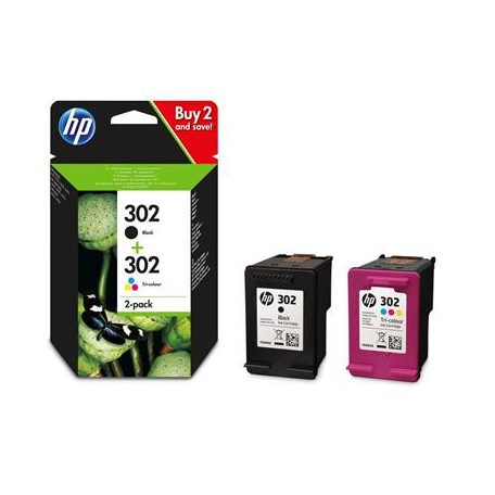 X4D37AE Tintapatron multipack DeskJet 2130 nyomtatóhoz, HP 302, fekete, színes, 190+165 oldal