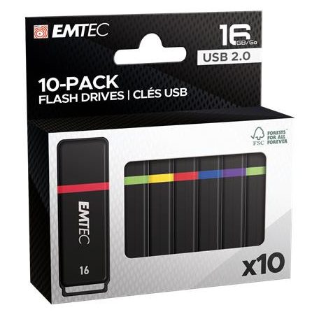 Pendrive, 16GB, 10 db, USB 2.0, EMTEC "K100 Mini Box"