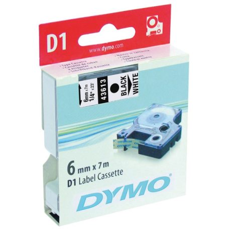 DYMO címke LM D1 alap,  6mm, fekete betű / fehér alap