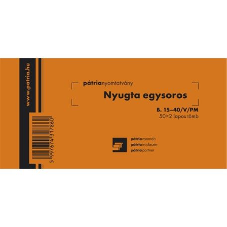 Nyugta (egysoros) 50x2 lapos tömb