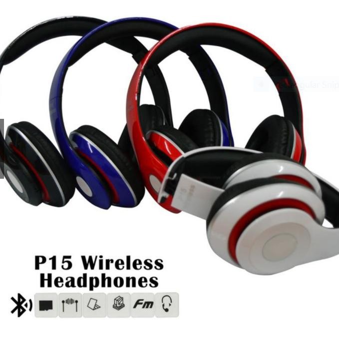 Bluetooth fejhallgató mikrofonal ,rádio fm és SD kártya ,P15 Piros