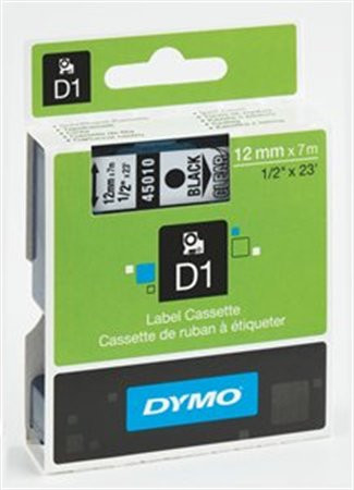 Feliratozógép szalag, 12 mm x 7 m, DYMO "D1", víztiszta-fekete
